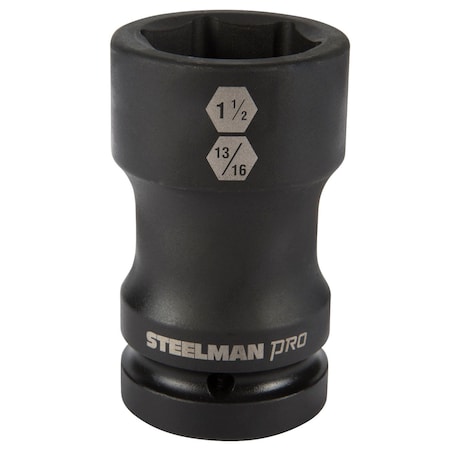 Steelman 1" Drive Budd Wheel 1-1/2" 6-Point Hex and 13/16" 4-Point Square Combo Impact Socket 79325